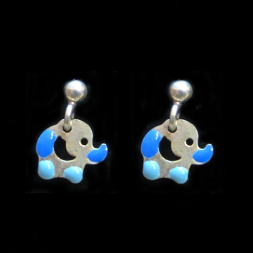 Joyer&iacute;a Pendientes infantiles plata y esmalte elefante